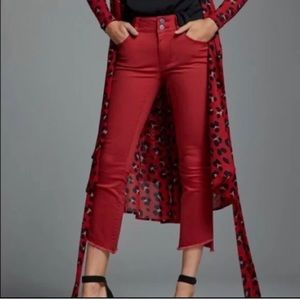 Cabi Red Hi Lo crop jeans Size 12